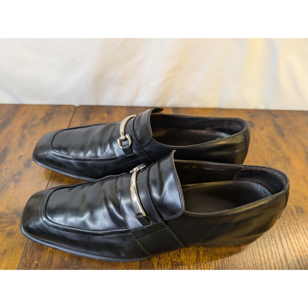 Donald J Pliner Dodge 120 Men’s Black Leather Loafers Size 14 M Made in Italy...
